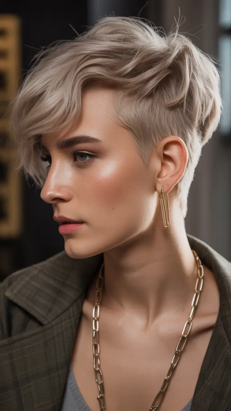 asymmetrical pixie haircut ideas 2026 Sand Blonde Pixie With Sculpted Crown Texture