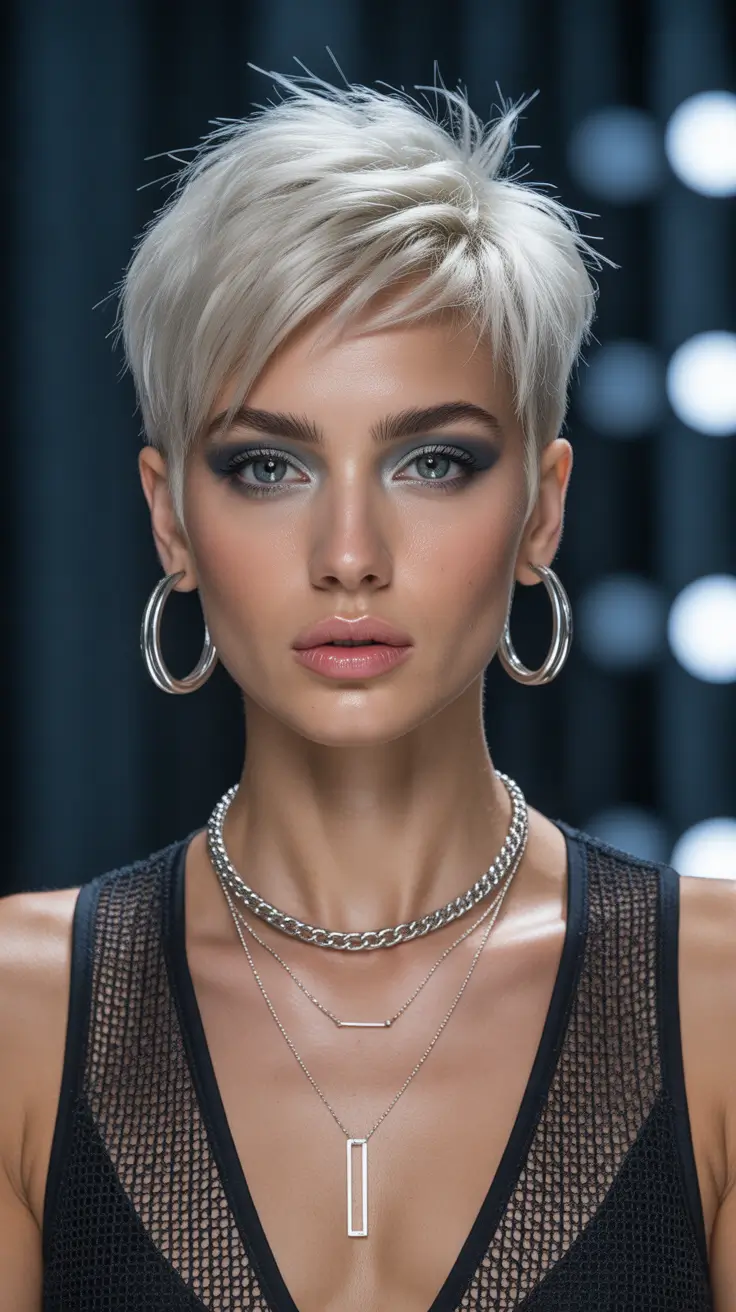 asymmetrical pixie haircut ideas 2026 Platinum Straight-Edged Pixie With Micro Layers