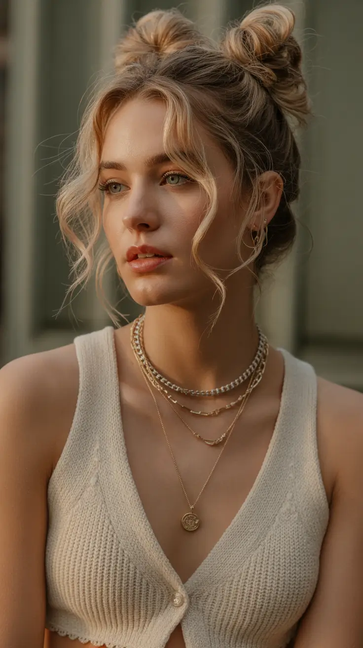 curly-hairstyles-2026-Soft-Double-Buns-with-Loose-Romantic-Curls