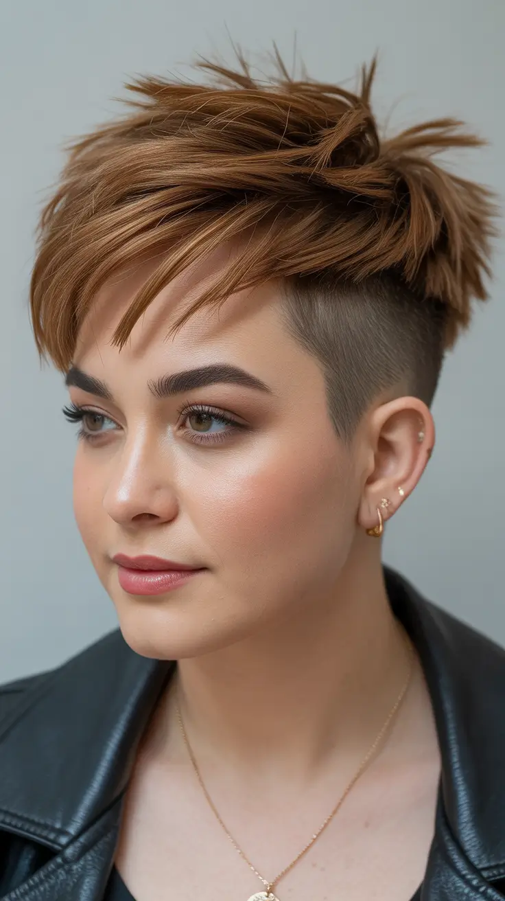Best haircuts for chubby faces 2026 Textured Undercut Pixie