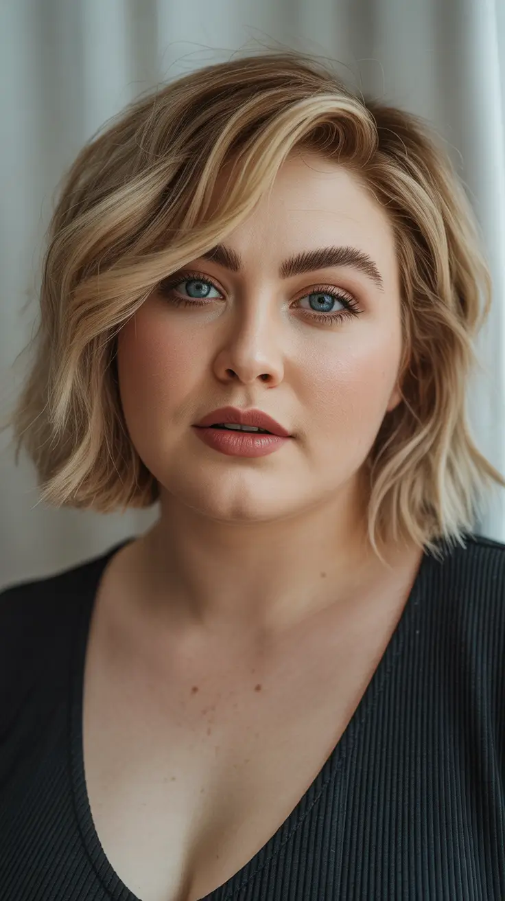 Best haircuts for chubby faces 2026 Classic Blonde Bob With Soft Bend