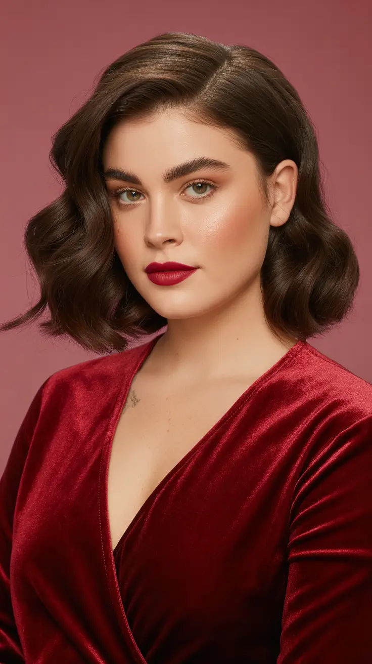 Best haircuts for chubby faces 2026 Polished Vintage-Inspired Wavy Bob