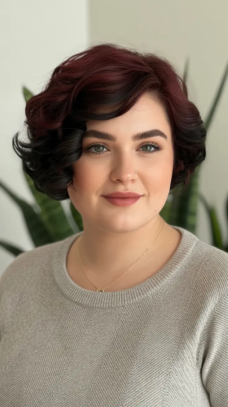 Best haircuts for chubby faces 2026 Chic Side-Parted Bob With Soft Waves