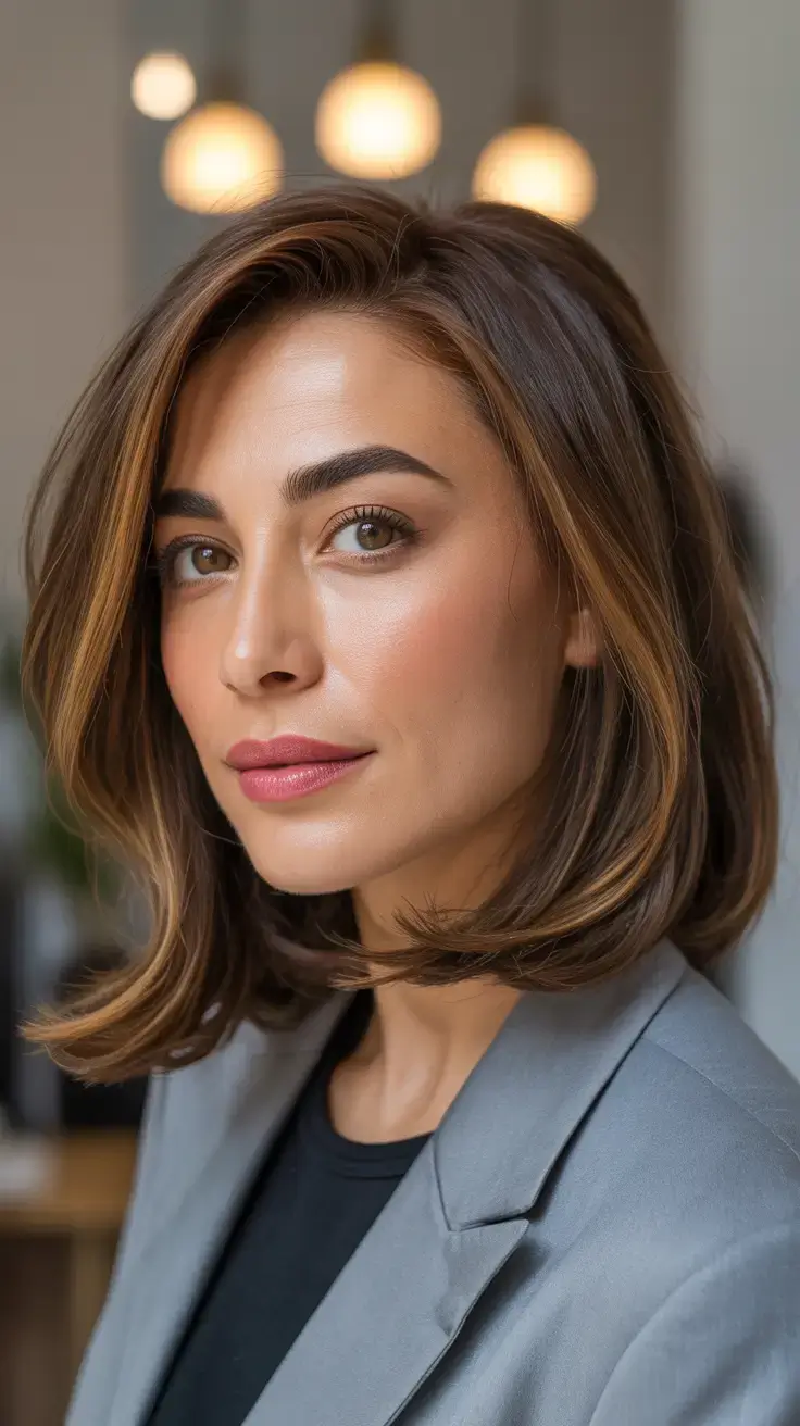 Best haircuts for medium hair 2026 Layered Lob With Caramel Illuminating Highlights