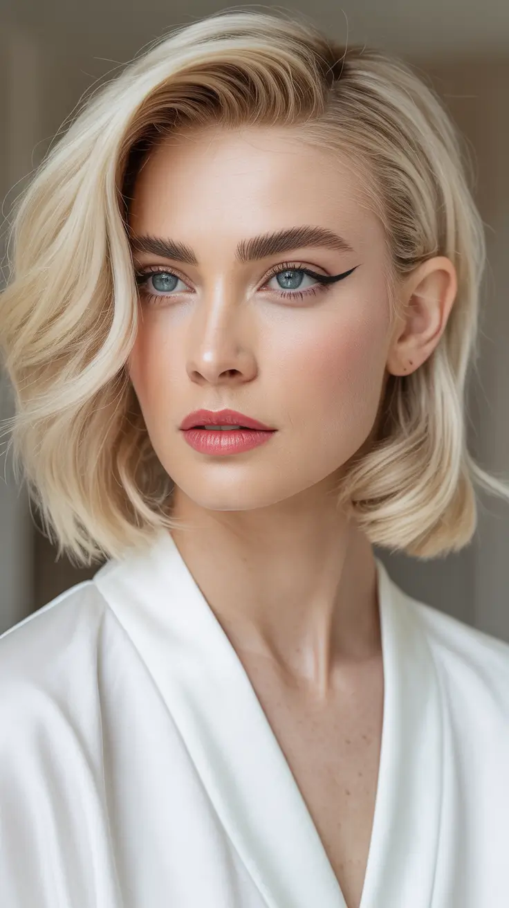 Best haircuts for medium hair 2026 Voluminous Blonde Bob With Deep Side Part