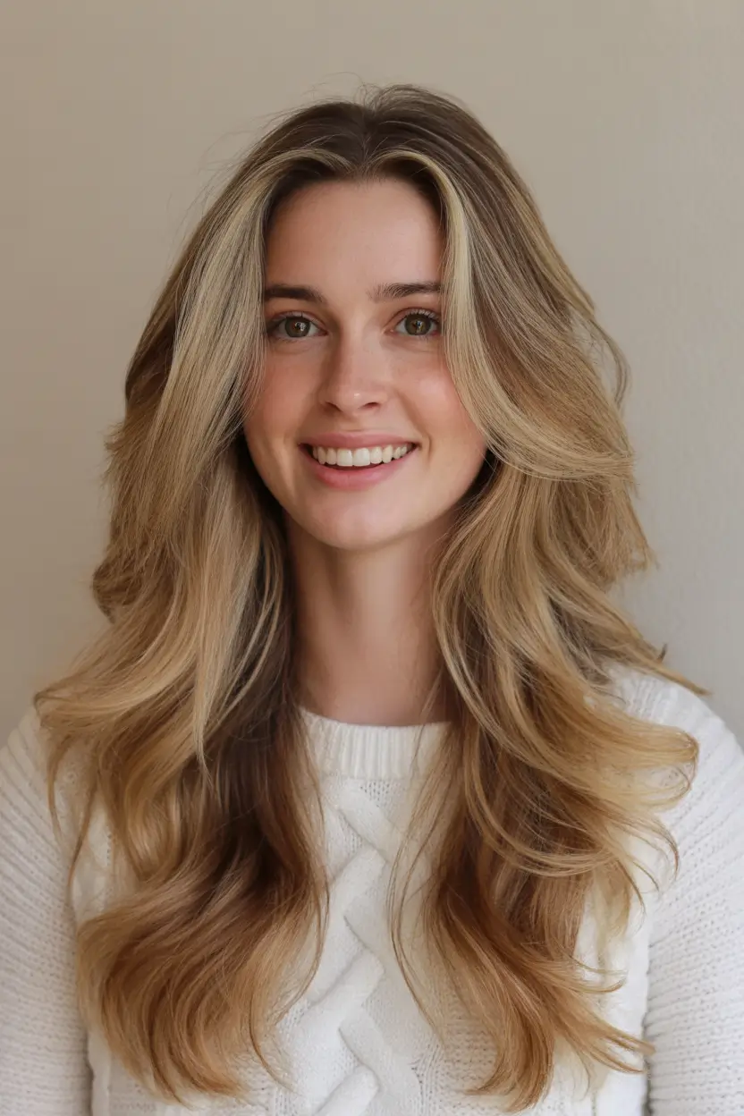 Best haircuts for thin fine hair 2026 Soft long layers with bright blended highlights