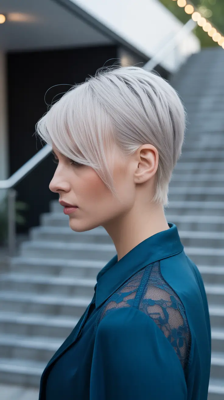 Best haircuts for thin fine hair 2026 Frosted short crop with elongated fringe