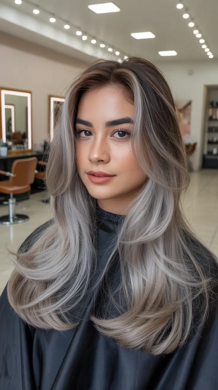 Best haircuts for thin fine hair 2026 Silver-ash layers with lifted ends