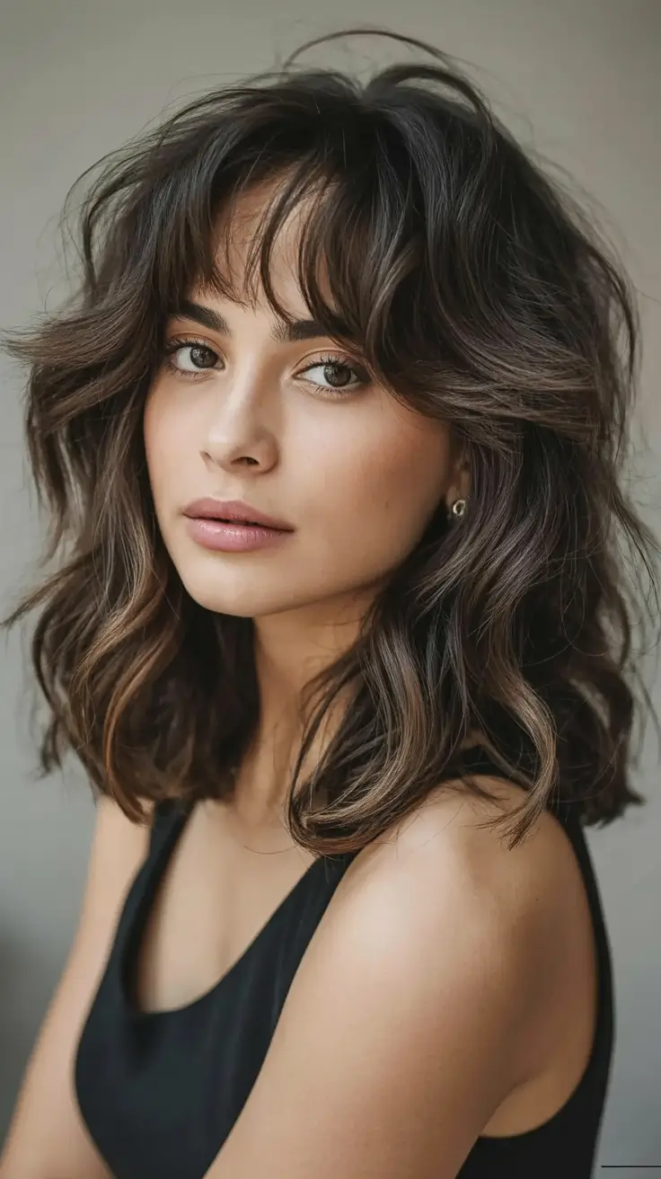 Best haircuts with bangs 2026 — Soft Wavy Bob With Touch of Fringe Movement