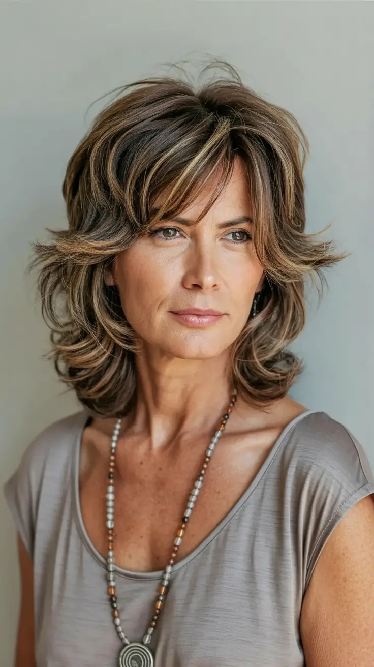 Best haircuts with bangs 2026 — Layered Shag Bob With Flipped Fringe