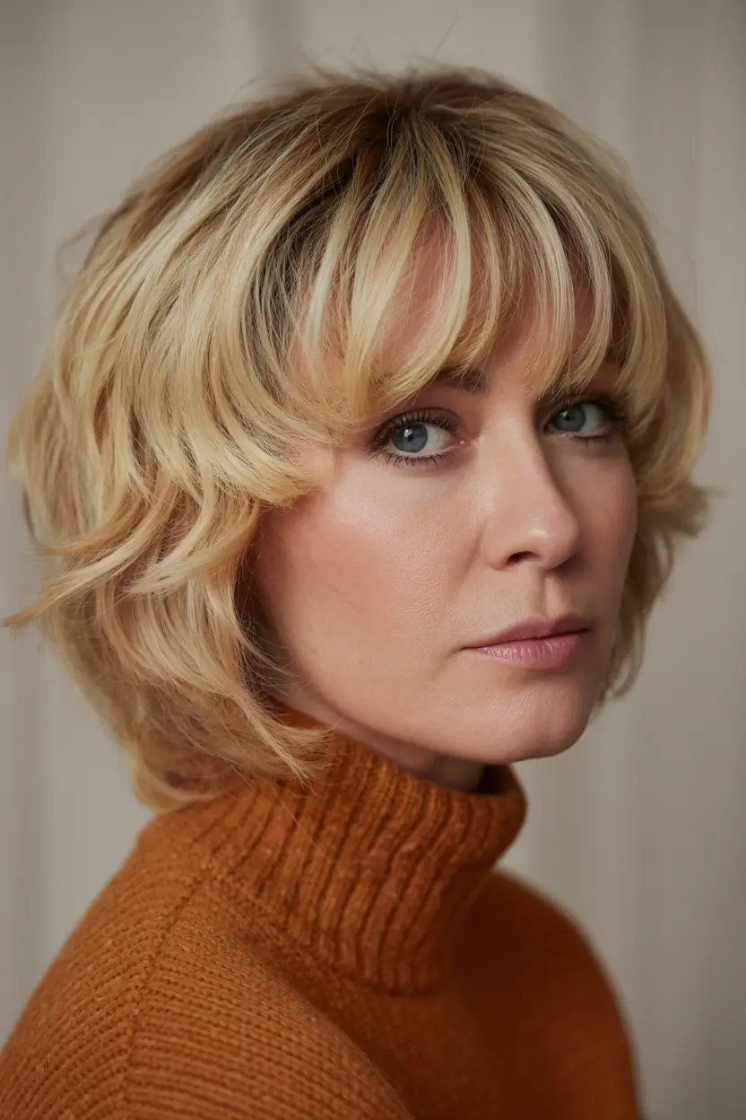 Best haircuts with bangs 2026 — Soft Layered Bob With Tousled Fringe