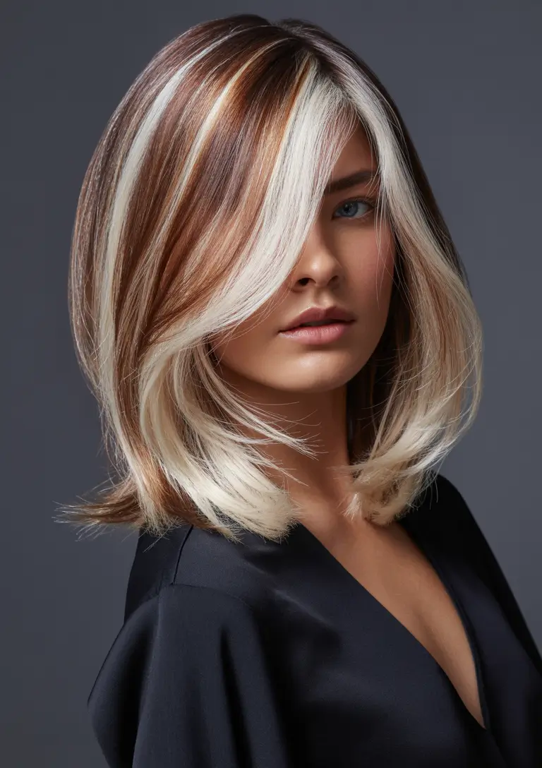 Best mid-length haircuts 2026 Dimensional Brunette With High-Contrast Framing