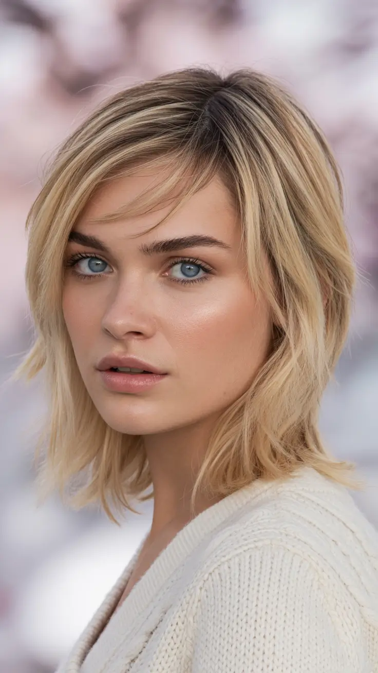 Best mid-length haircuts 2026 Layered Blonde Shag With Airy Movement