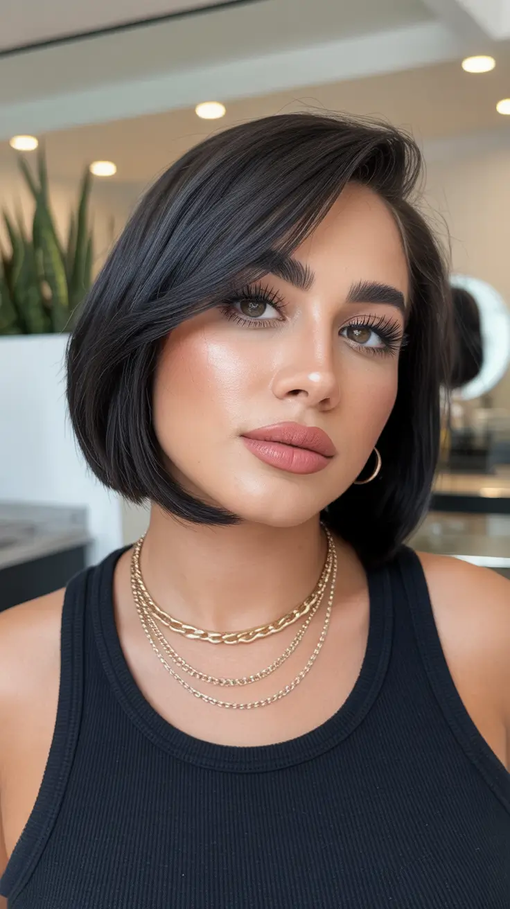 Best short haircuts for women 2026 Glossy Black Bob