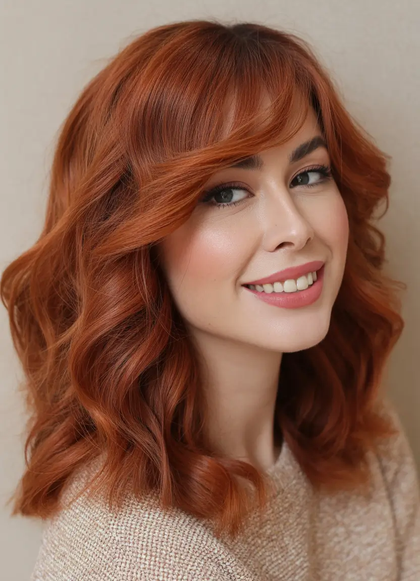 Women Shiny Copper Medium Waves H2