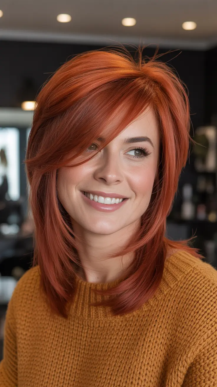 Women Layered Copper Mid-Length Sweep H2