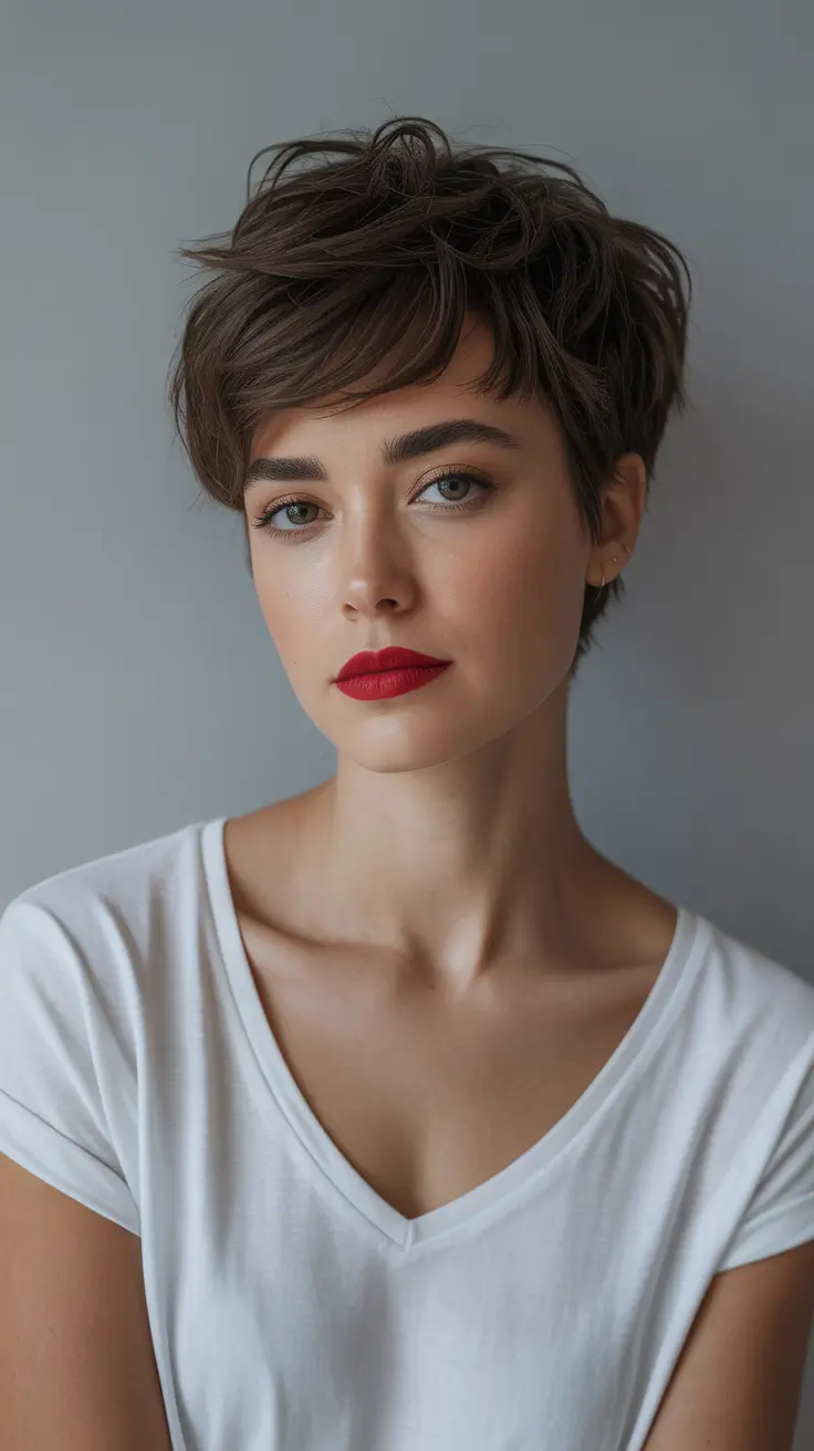 Women Fluffy Dark Pixie Shag H2