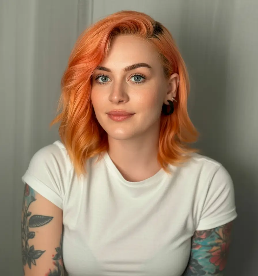 Women Soft Orange Wavy Lob H2