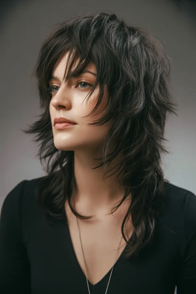 Women Inky Layered Wolf-Shag H2