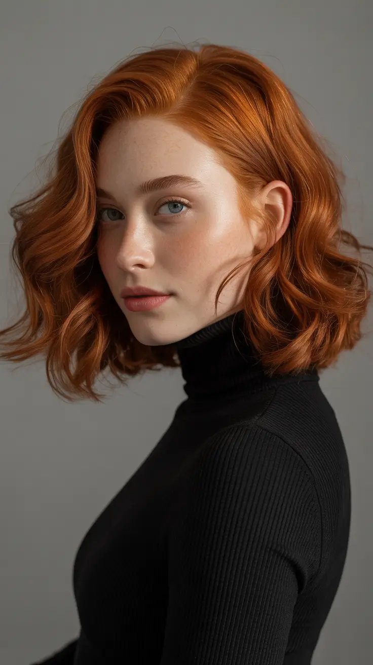 Women Copper Volumized Wavy Bob H2
