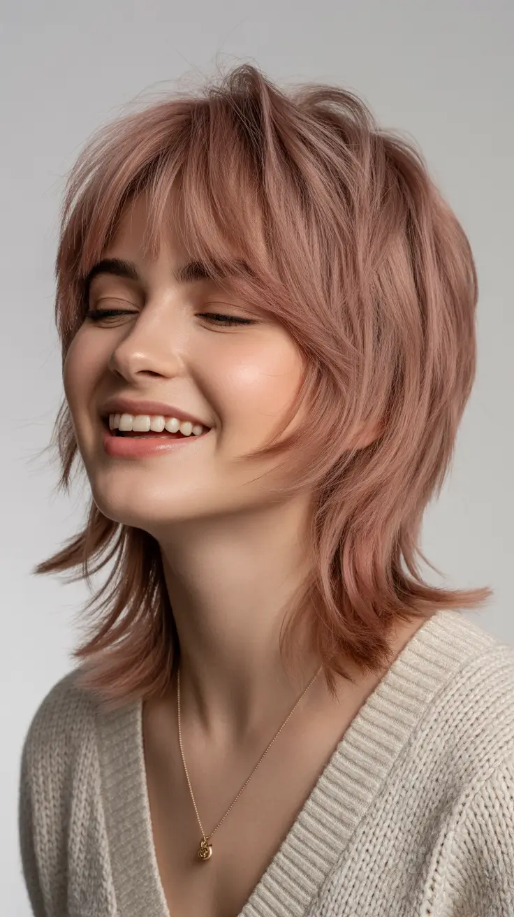 Women Rosy Layered Mullet-Bob H2