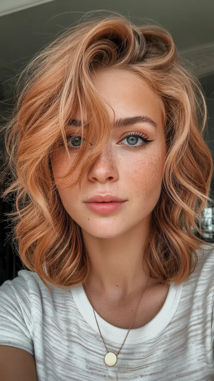 Women Peach Shoulder-Length Curl Lift H2