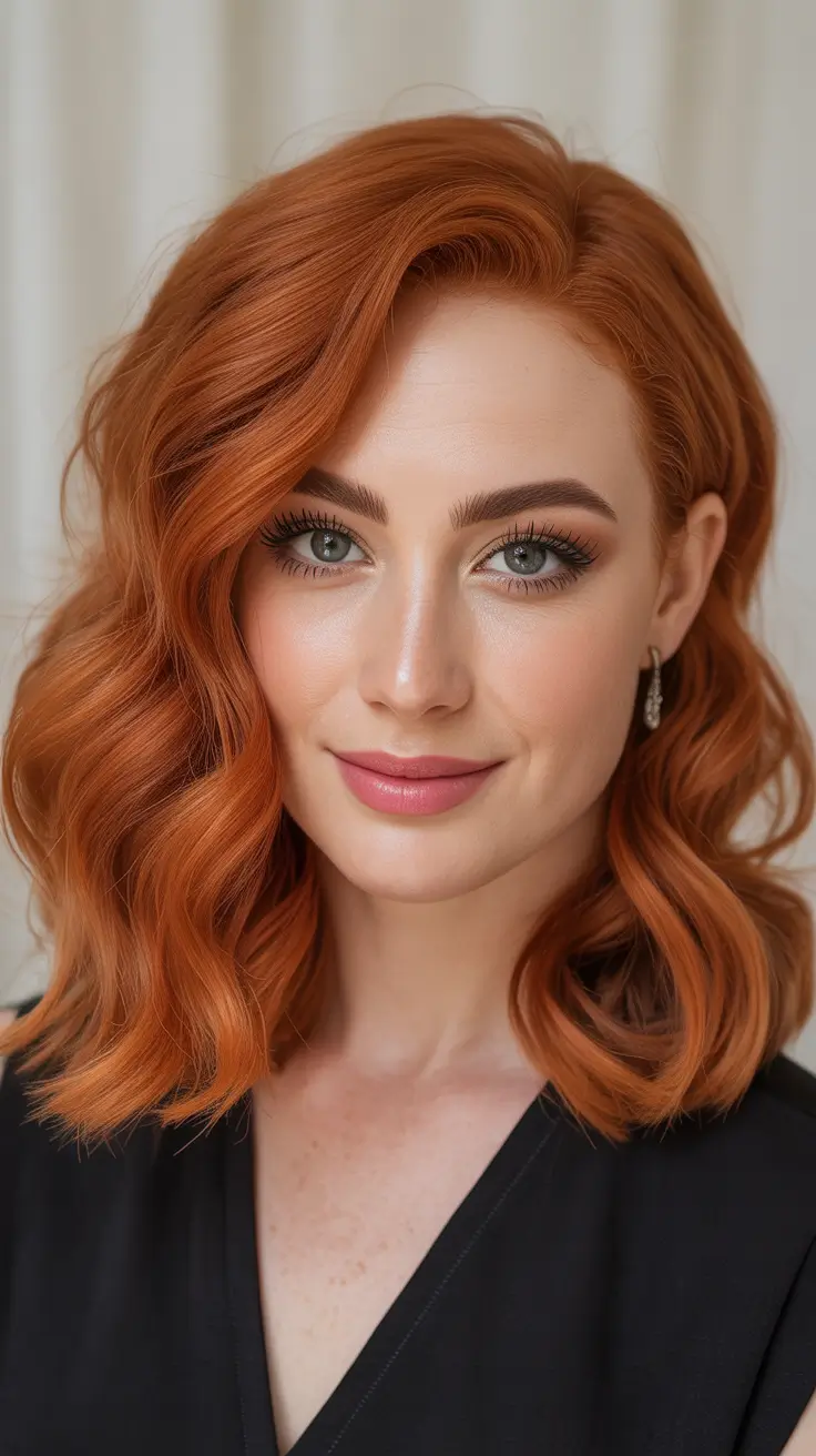 Women Glossy Copper Wave Bob H2