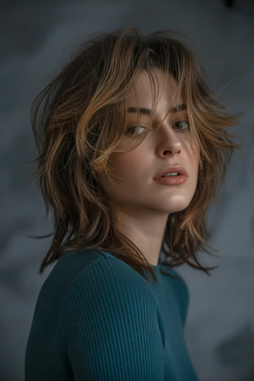 Chic Shag Haircuts 2026 Soft Layered Brown Shag With Golden Highlights