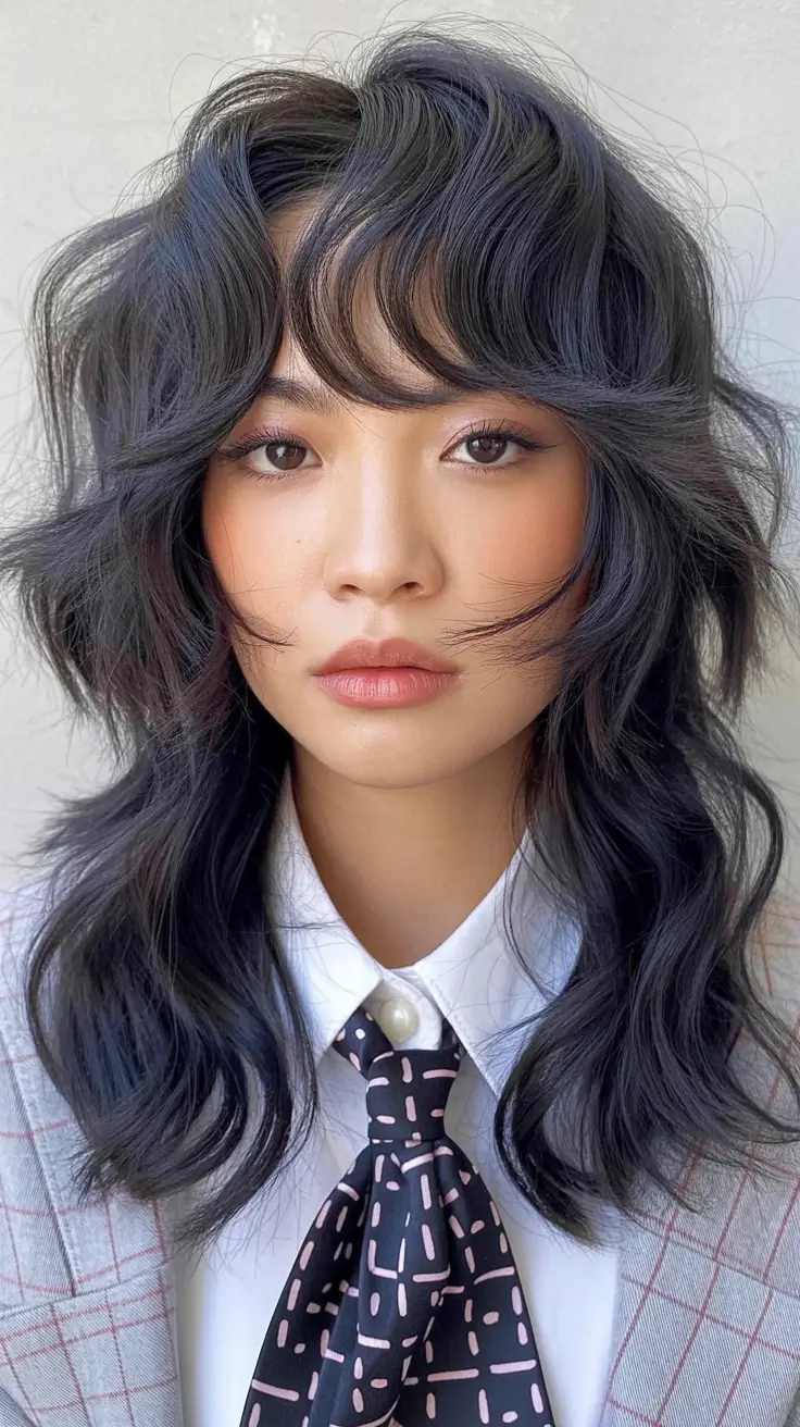 Chic Shag Haircuts 2026 Modern Wavy Shag With Soft Curtain Fringe