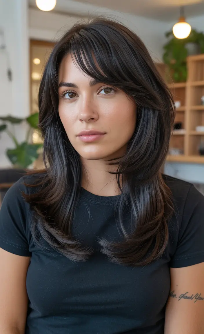 Chic Shag Haircuts 2026 Classic Chic Black Shag With Long Layers