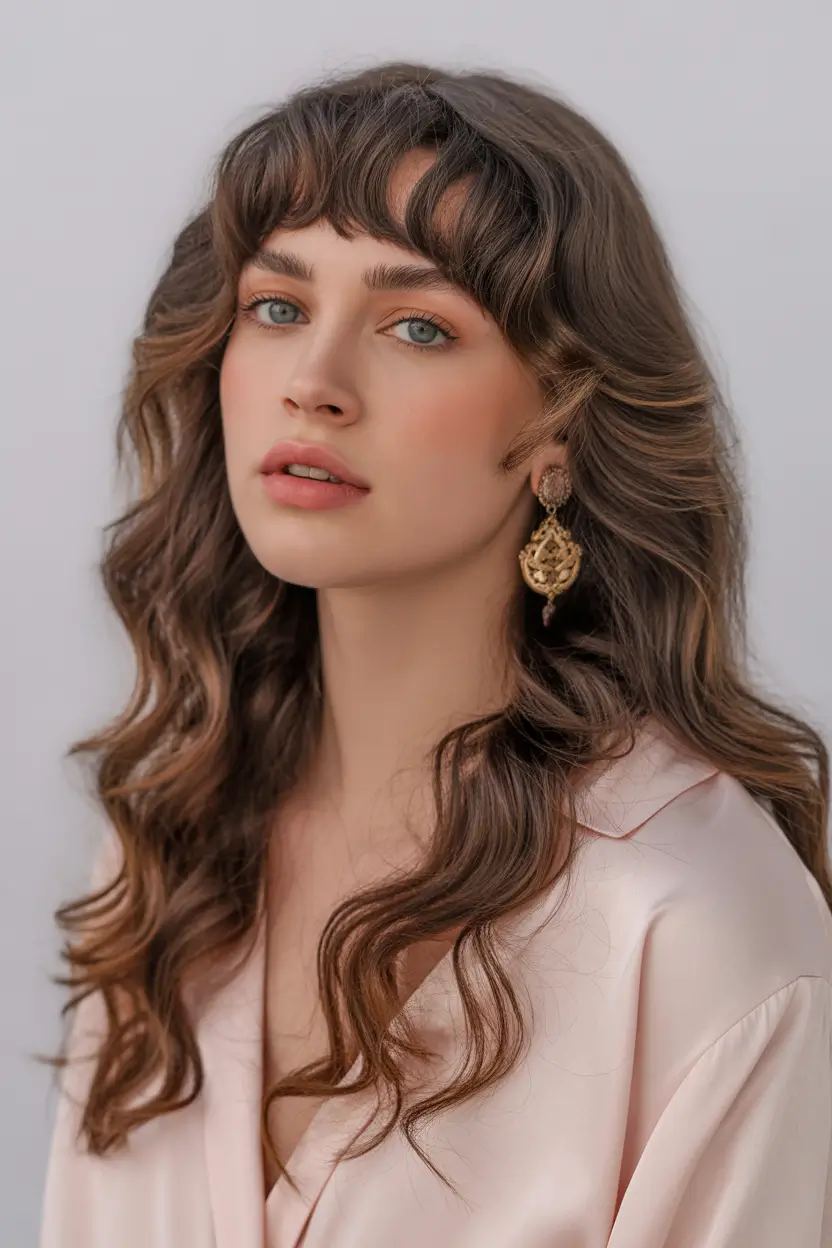 Cute hairstyle inspiration 2026 Layered Waves with Bangs