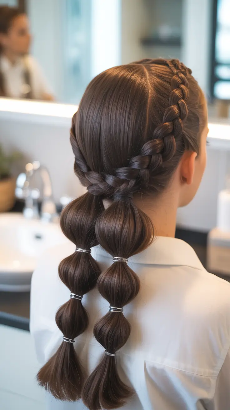 Cute hairstyle inspiration 2026 Braided Bubble Ponytail