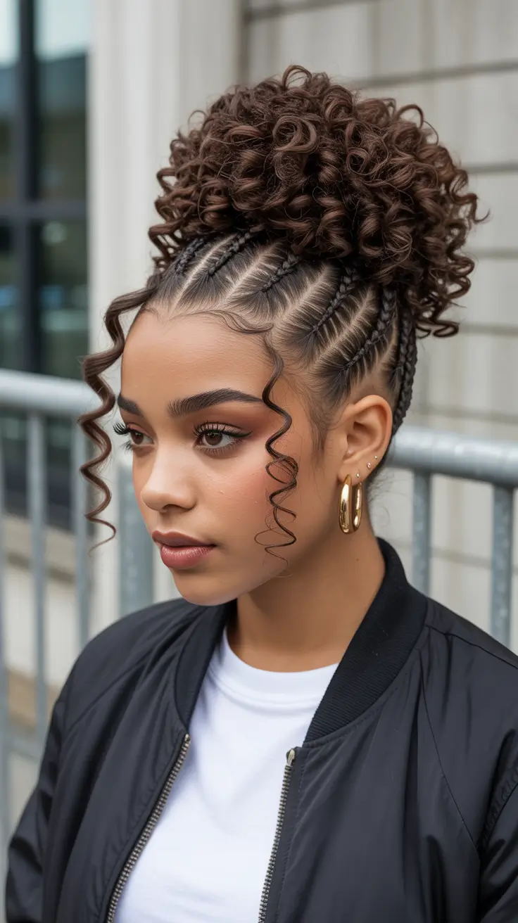 Cute hairstyle inspiration 2026 Curly Puff with Braids