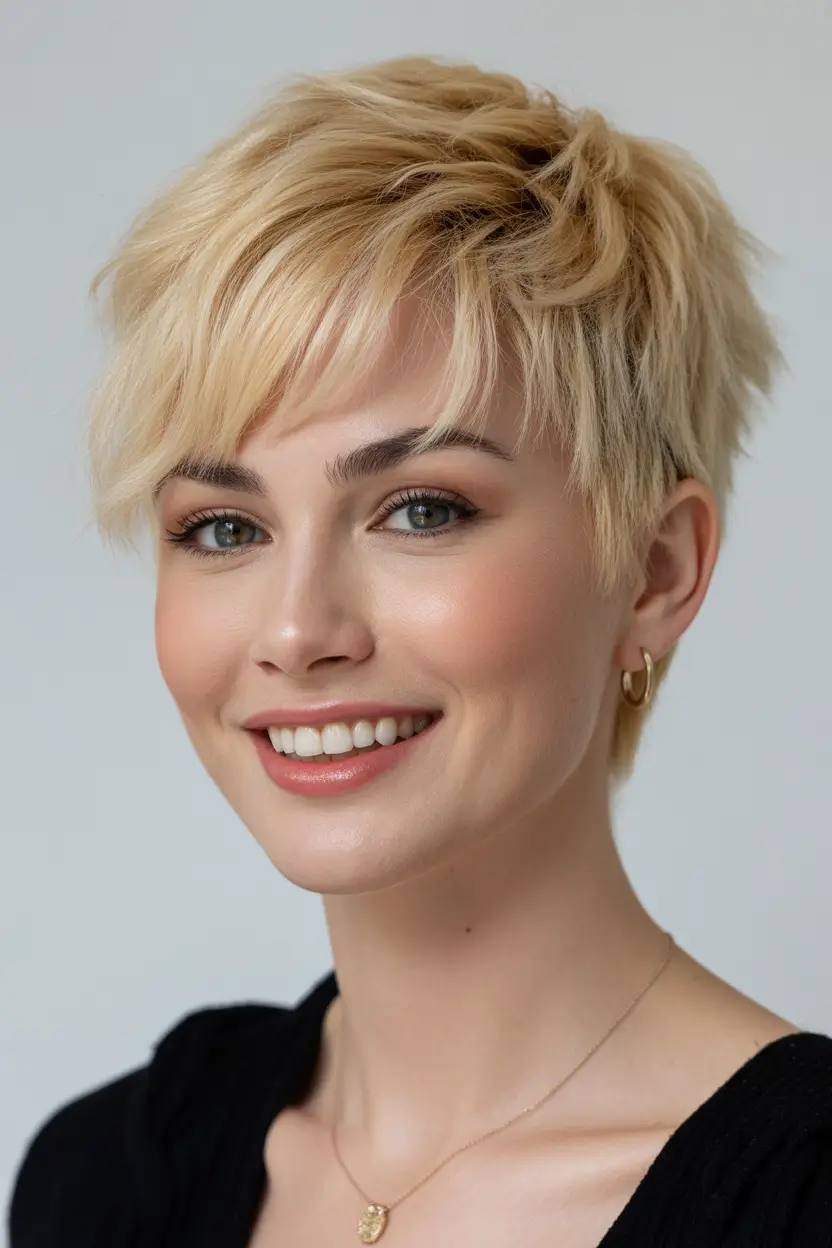 Cute messy pixie styles 2026 Messy Blonde Pixie With Playful Texture
