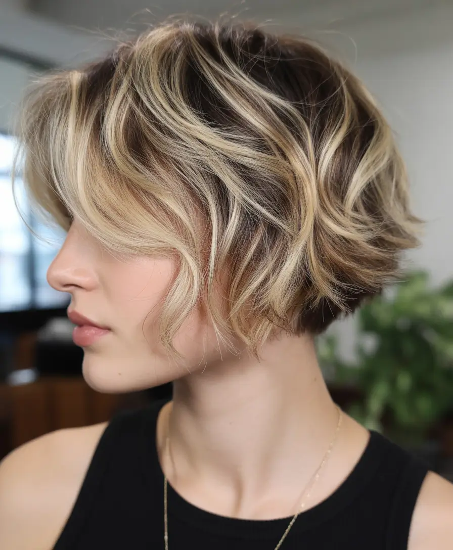 Cute short hairstyles for women 2026 Soft Blonde Wavy Bob With Dimension