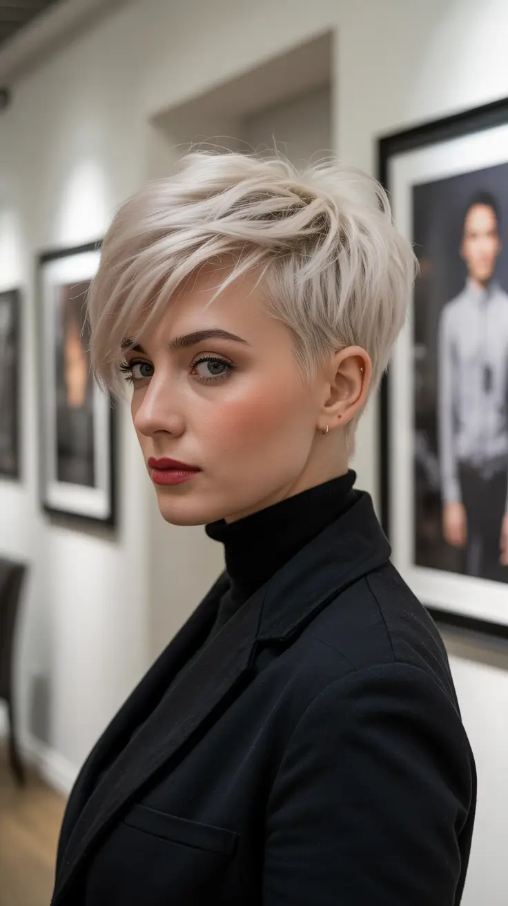 Cute short hairstyles for women 2026 Silver Pixie With Polished Silhouette