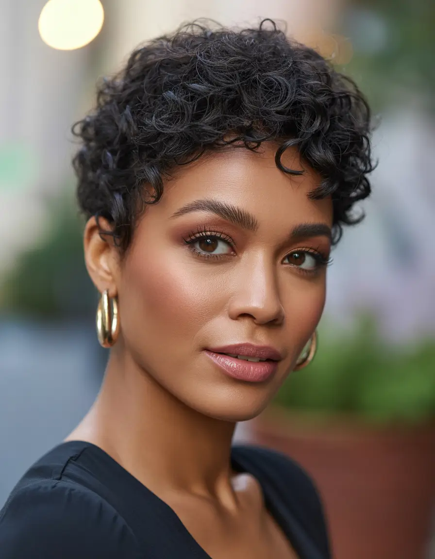 Cute short hairstyles for women 2026 Textured Curly Pixie With Soft Definition
