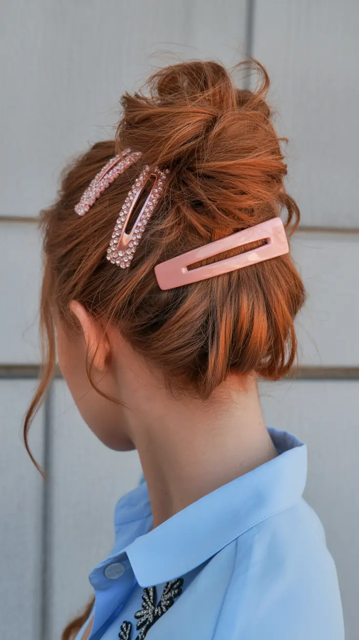 Easy Bun Hairstyles 2026 Messy Textured Bun Clips