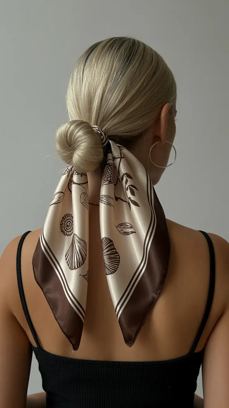 Easy Bun Hairstyles 2026 Silk Scarf Low Bun