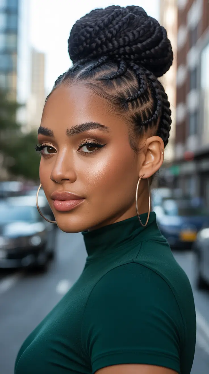 Easy Bun Hairstyles 2026 High Braided Bun Protective Style