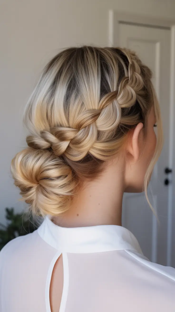 Easy Bun Hairstyles 2026 Double Braided Low Bun