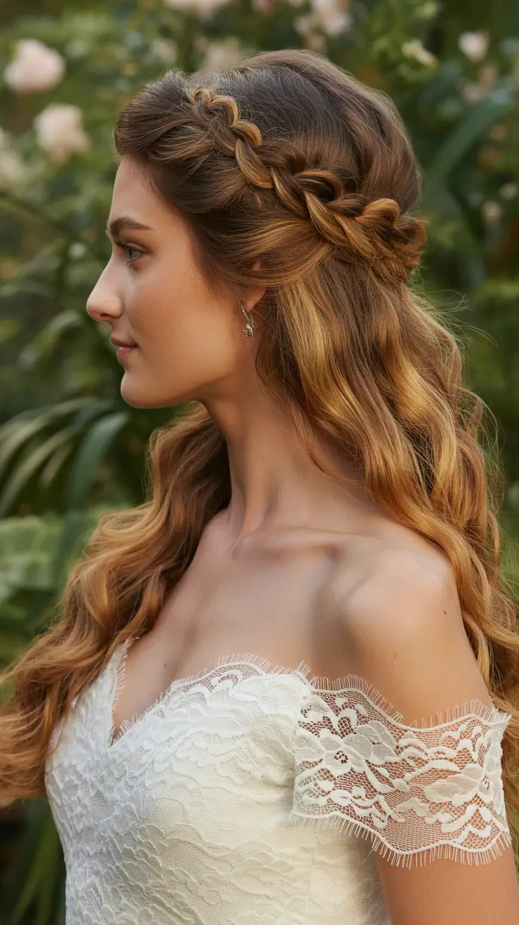 half up half down hairstyles Garden Crown Twist