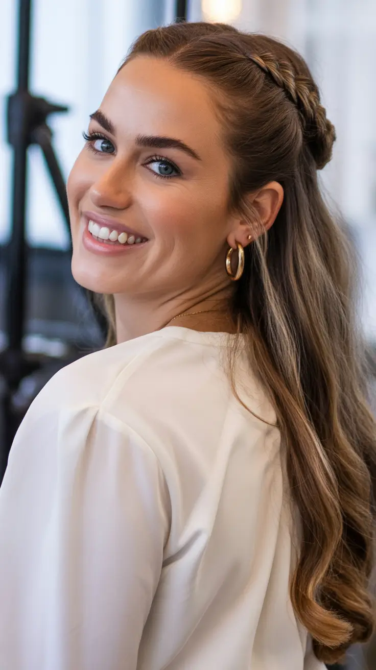 half up half down hairstyles Soft Twist with Casual Waves