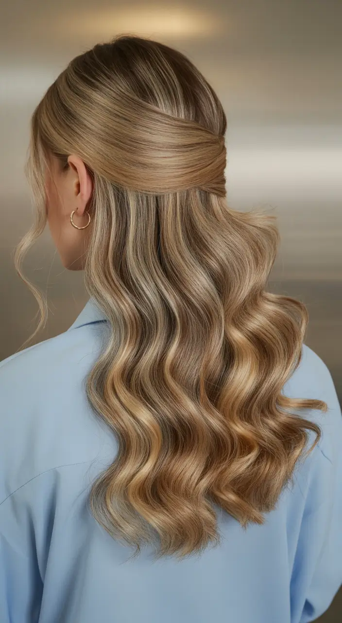 half up half down hairstyles Golden Veil Sleek Wrap