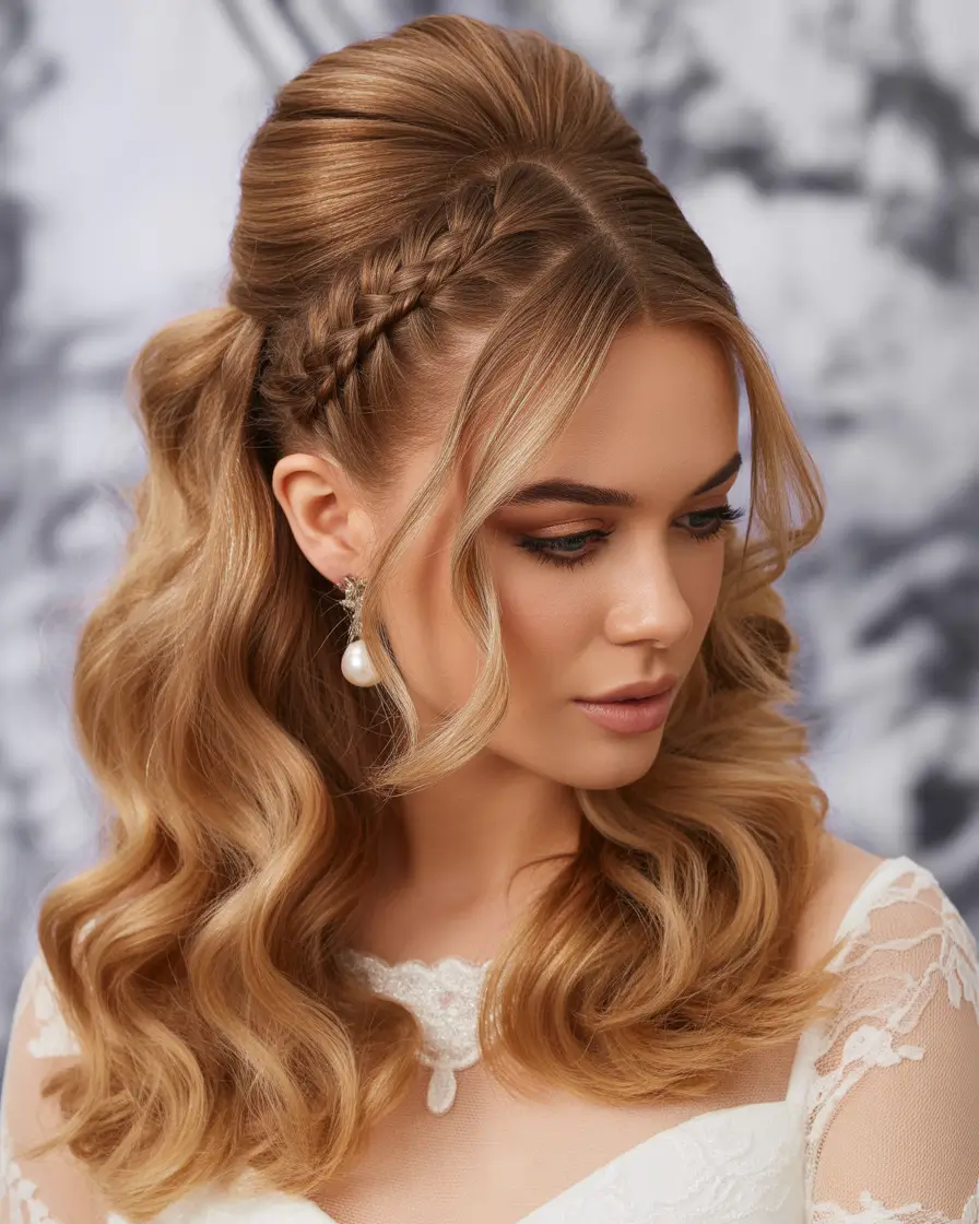 half up half down hairstyles Vintage Lift with Side Braids