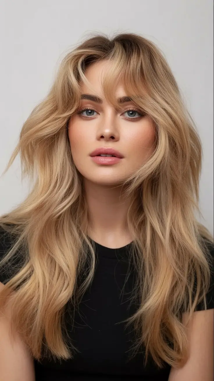 Haircut ideas for wavy hair 2026 Long Feathered Layers With Soft Butterfly Movement