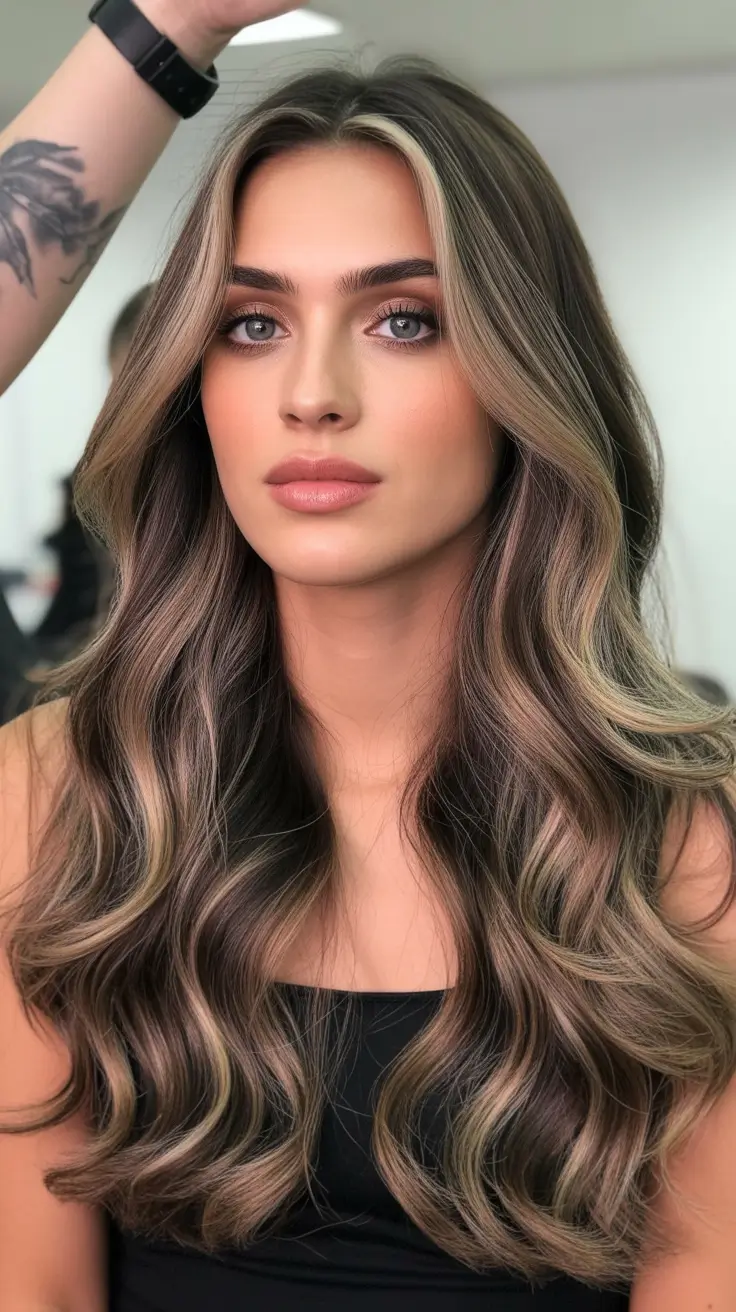 Haircut ideas for wavy hair 2026 Long Wavy Luxe Layers With Soft Glow Highlights