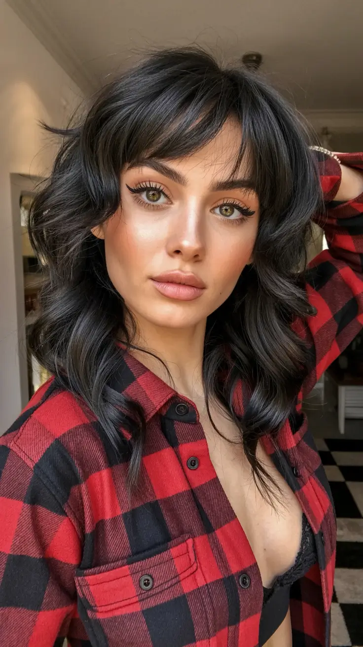 Haircut ideas for wavy hair 2026 Edgy Wavy Wolfcut With Carved Undershave