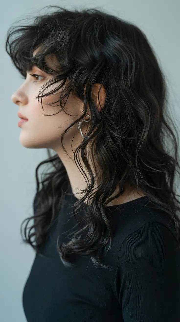 Haircut ideas for wavy hair 2026 Airy Medium Waves With Tousled Fringe