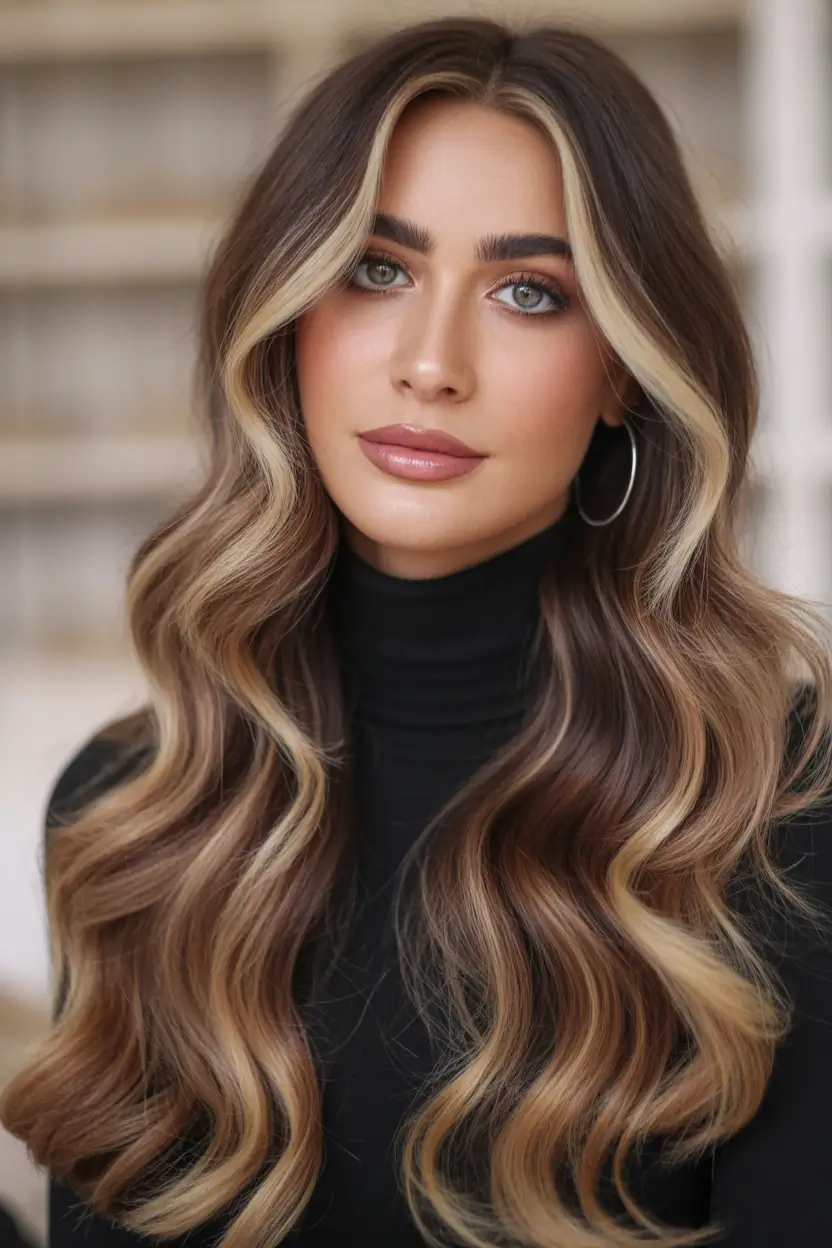 Hairstyle ideas for women 2026 Long Brunette Waves